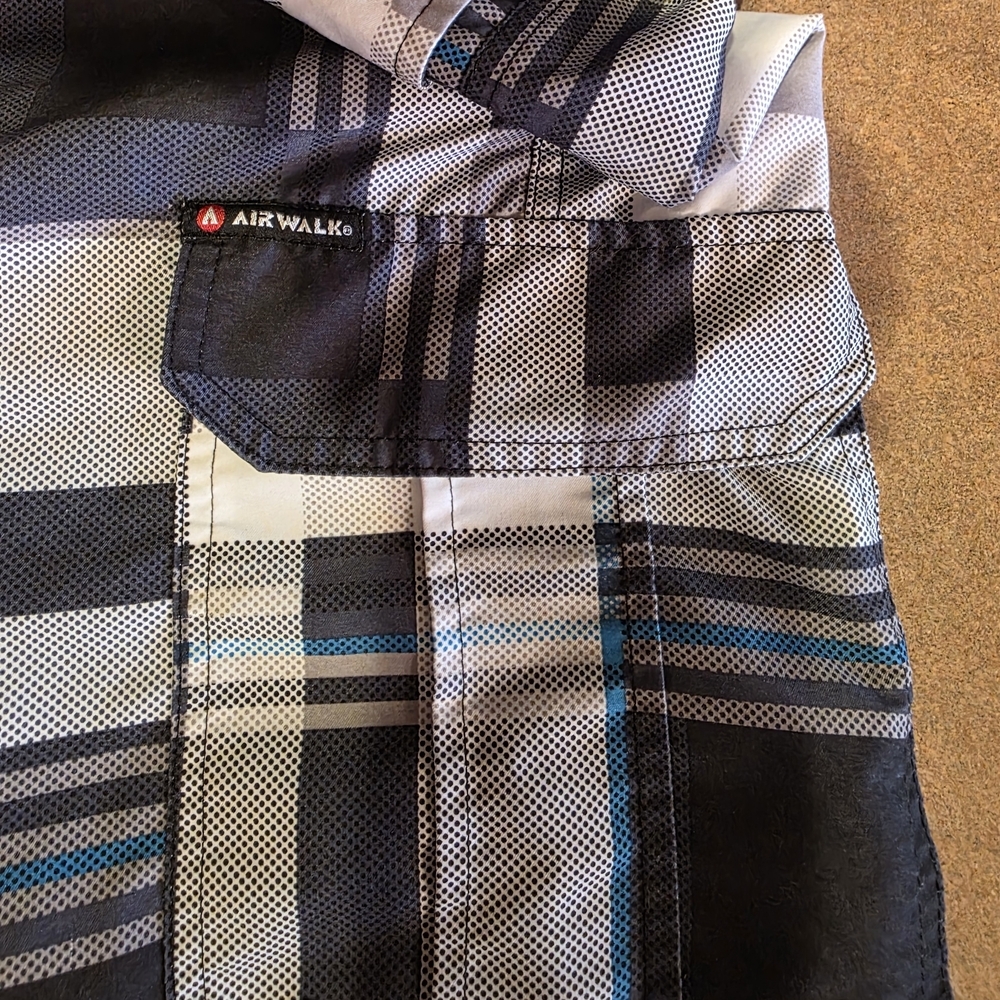 Airwalk Blue and White Plaid Swim Board Shorts - Picture 3 of 5
